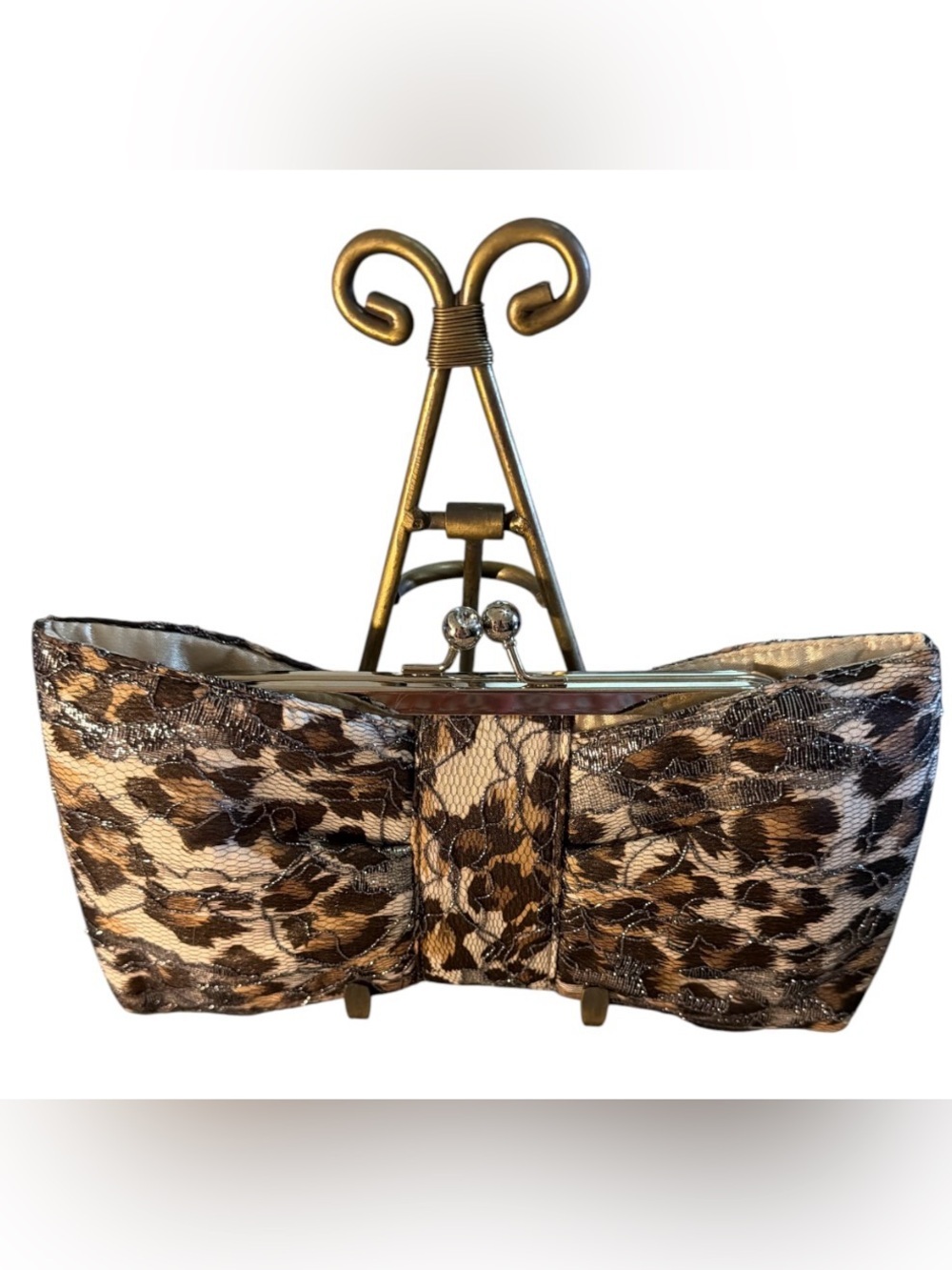 Metallic Gold & Black Lace Evening Clutch NWT. Long and Short Straps - Picture 2 of 4